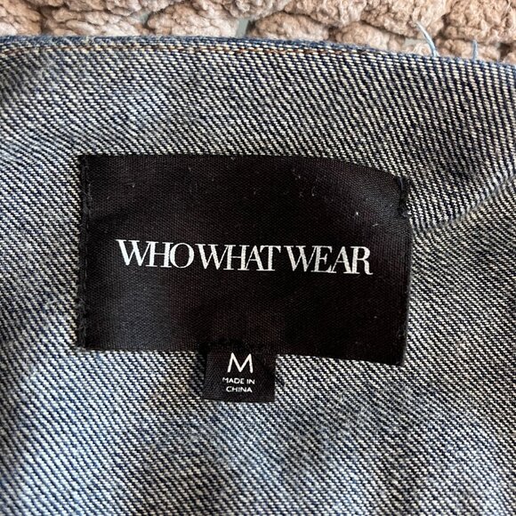 Who What Wear Collarless Distressed Jean Jacket Size Medium - Picture 12 of 12